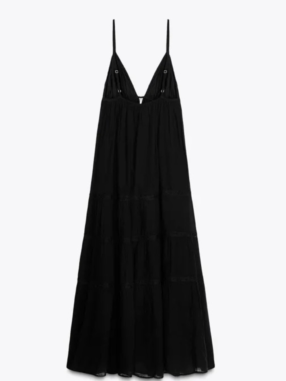 ZARA Gauzy Cotton Maxi Dress w Spaghetti Straps. Black. XS NWT - Picture 6 of 14